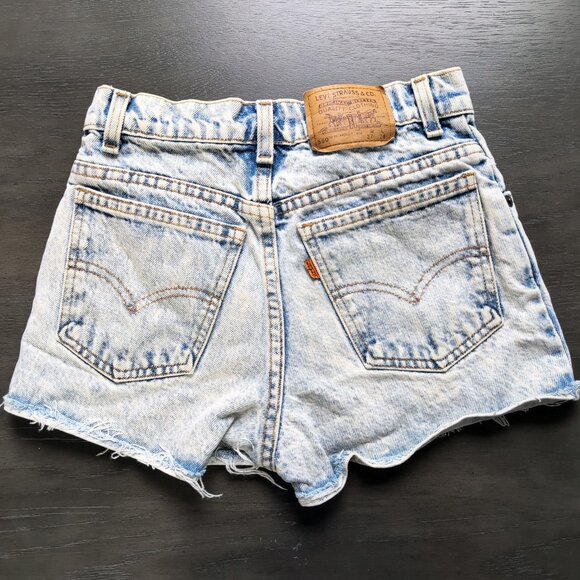 Vintage Levi's Student Fit Orange Tab Cut Off Acid Wash 80s Jean Shorts Festival - Picture 1 of 13